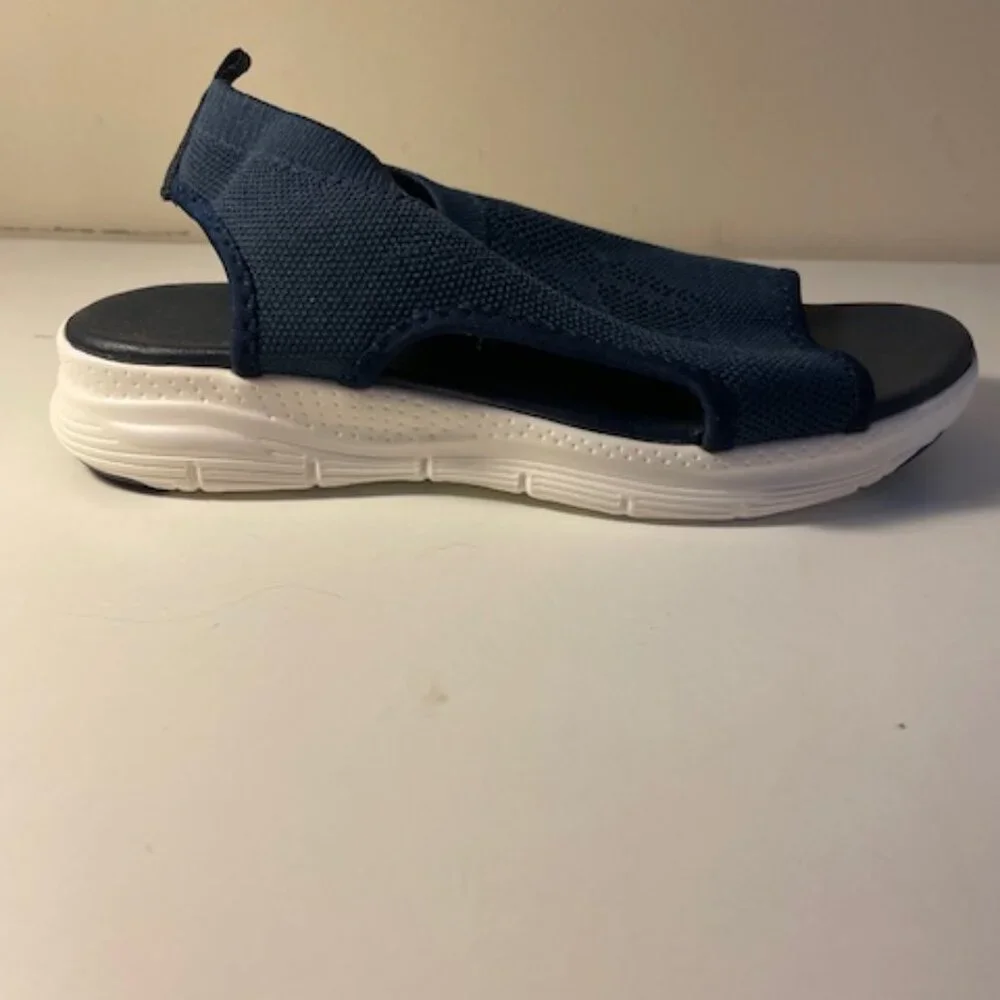 Navy blue fabric mesh Sandals - Picture 3 of 5